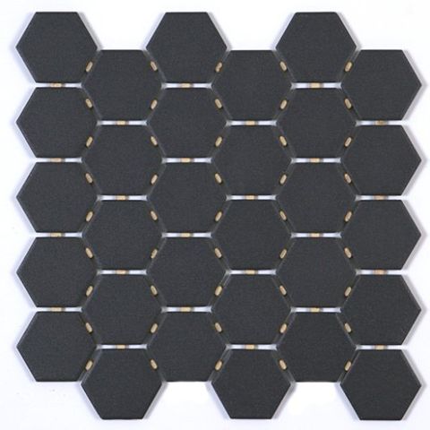 2" x 2" Quebec Hexagon Mosaic Tiles (Black)
