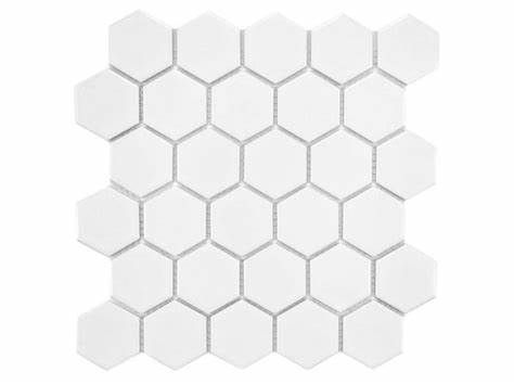 2" x 2" Ontario Hexagon Mosaic Tiles (Snow White - Gloss) (20 Sq Ft)