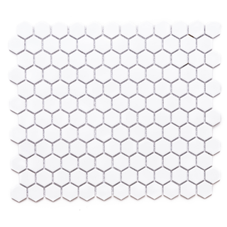 Hexagon Mosaic Tiles (White - Matte) (1"x1")