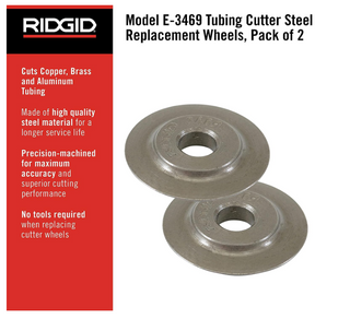 Ridgid E-3469 Tubing Cutter Steel Replacement Wheels (2 Pack)