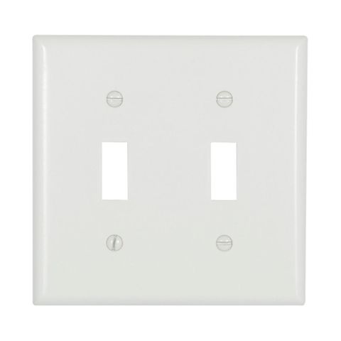Toggle Switch Plate (2 Gang) (White)