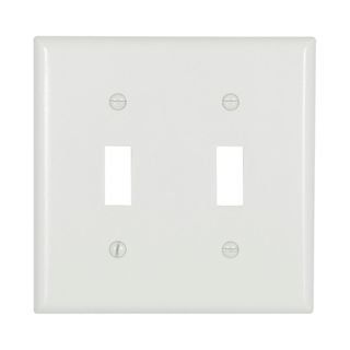 Toggle Switch Plate (2 Gang) (White)