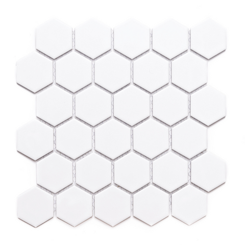 2" x 2" Hexagon Mosaic Tiles (White - Matte)