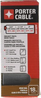 PORTER-CABLE Brad Nails, Project Pack, 18GA, (3/4" 300c), (1-1/4" 300c) (2" 300c) (900PK)