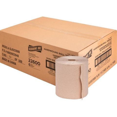 Genuine Joe Hardwound Roll Towels (Brown) (800') (6 Case)