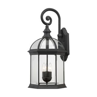 Boxwood 3 Light 26" Wall Lantern (Clear Beveled Glass, Textured Black Finish)