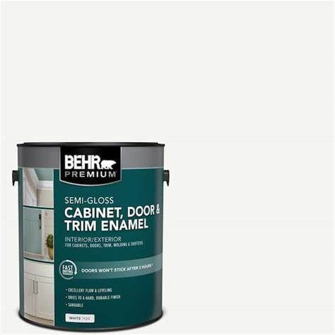 BEHR PREMIUM  White Semi-Gloss Enamel Interior/Exterior Cabinet, Door & Trim Paint (Gallon)