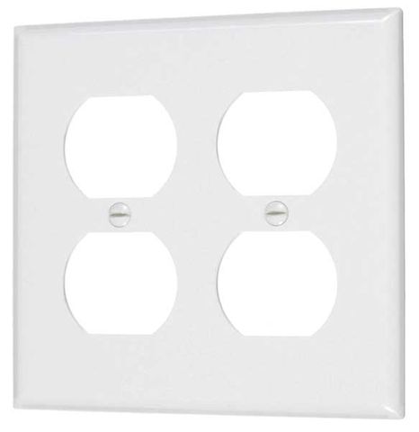 Jumbo Duplex Receptacle Plate (2 Gang) (White)