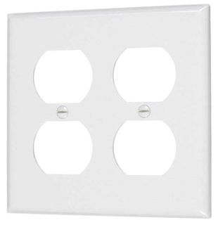 Jumbo Duplex Receptacle Plate (2 Gang) (White)