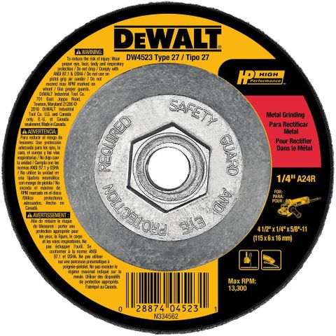 DEWALT Grinding Wheel, General Purpose for Metal (4-1/2" x 1/4" x 5/8")