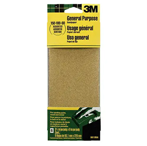 3M Sandpaper - 3-2/3" x 9" (Medium Grit) (6 Pack)