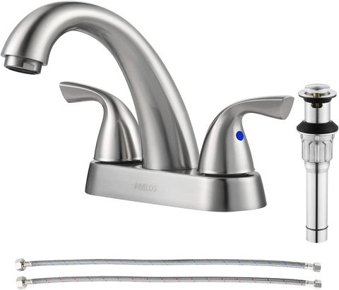 PARLOS Two Handle Bathroom Faucet w/ Brass Pop-Up (Brushed Nickel)