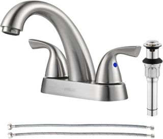 PARLOS Two Handle Bathroom Faucet w/ Brass Pop-Up (Brushed Nickel)