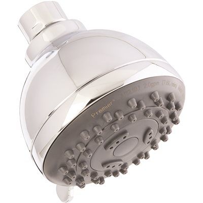 Single Wall Mount Fixed Adjustable Shower Head (Chrome) (3-Spray 3")