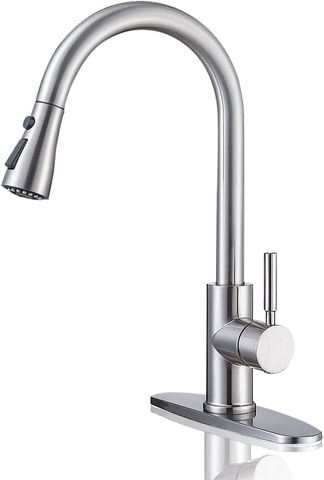 Kitchen Faucet with Pull Down Sprayer,1 or 3 Hole (Brushed Nickel)