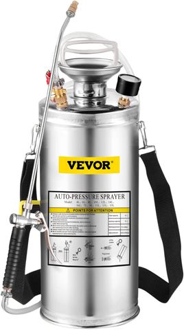 Stainless Steel Sprayer, 12" Wand & 3' Reinforced Hose,  Hand Pump Sprayer with Pressure Gauge (2 Gallon)