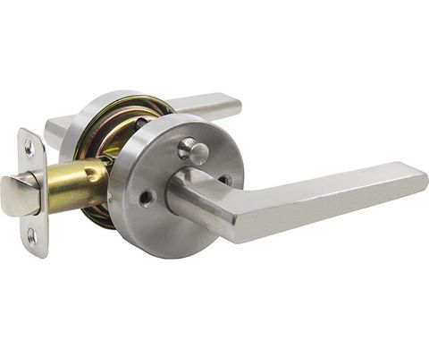 Flat Straight Lever Lockset ( US15) (Satin Nickel) (Privacy)