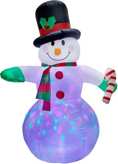 Christmas Inflatable Snowman With Rotating LED Lights (6')