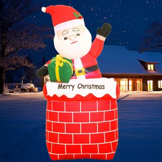 Blow Up Yard Standing Santa with Built-in LEDS (5')