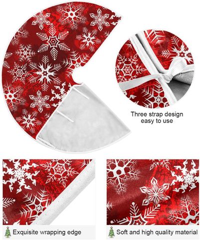 Christmas Tree Skirt (White/Red Snowflakes) (48")