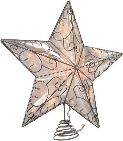 Silver Wire Star Treetop (5 Point) (10 Light)