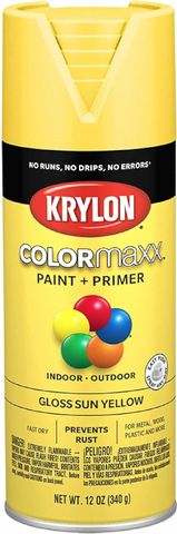 Krylon COLORmaxx Spray Paint + Primer, Indoor/Outdoor (Gloss) (Sun Yellow) (12 oz)