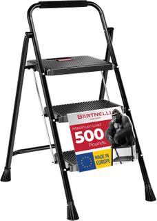 Bartnelli Pro Luxury 3 Step Ladder, Foldable Step Stool (Load Capacity 500 Lbs.)