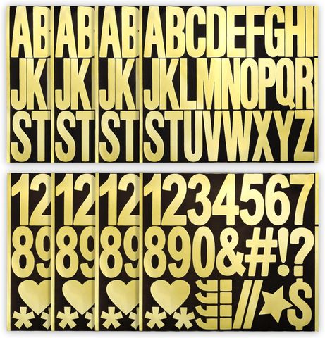 8 Sheets Self Adhesive Vinyl Letters/Numbers Kit (3") (Golden)