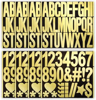 8 Sheets Self Adhesive Vinyl Letters/Numbers Kit (3") (Golden)