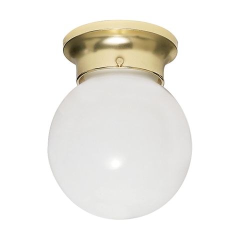 8" Flush With White Glass (Polished Brass)