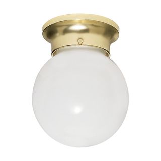 8" Flush With White Glass (Polished Brass)