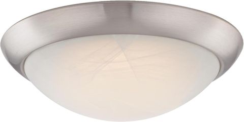 Flush Mount Ceiling Fixture (11") (Brushed Nickel) (Alabaster Glass)