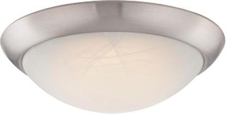 Flush Mount Ceiling Fixture (11") (Brushed Nickel) (Alabaster Glass)