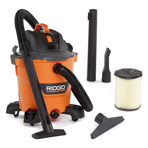 Ridgid 5.0 Peak HP NXT Shop Vac Wet Dry Vacuum with General Debris Filter, Locking Hose and Accessory Attachments (12 Gallon)