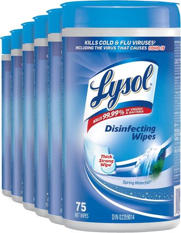 Lysol Disinfecting Wipes (Spring Waterfall) (6 Case) (70 Wipes)