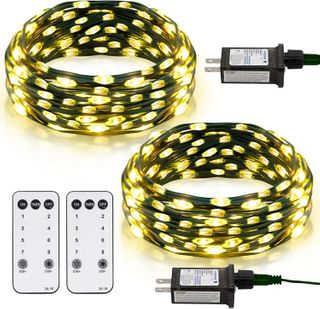 Fairy String Christmas Lights Plug in, Green Wire, Waterproof (33') (2 Pack)