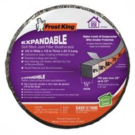 Frost King Expandable Self-Stick Foam Weatherseal (1/2" x 1/2") (Black) (20')