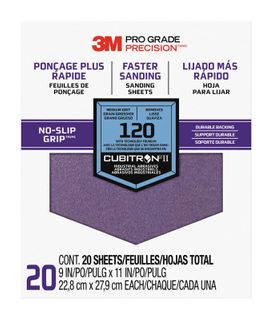 Sandpaper Pro Grade Precision Faster Sanding (9" X 11") (120 Grit) (20 Pack)