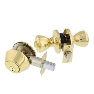 Combo Entry Lock & Single Cylinder Deadbolt (Polished Brass)