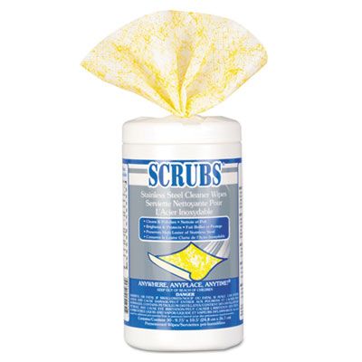 Scrubs Stainless Steel Cleaner Wipes (30 Wipes) (6 Case)