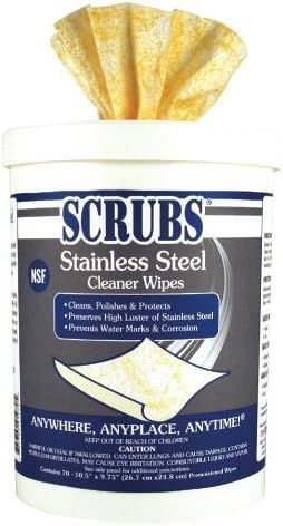 Scrubs Stainless Steel Cleaner Wipes (70 Wipes) (6 Case)
