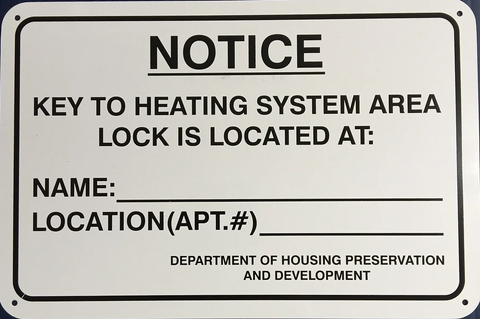 Key To Heating System Sign (Metal) (7"x9")