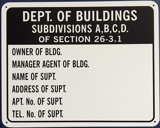 Department of Buildings Manager & Super ID Sign (Metal) (7''x10'')