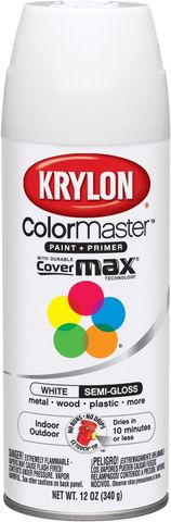 White Colormaster  Spray Paint (Semi-Gloss) (12 oz)