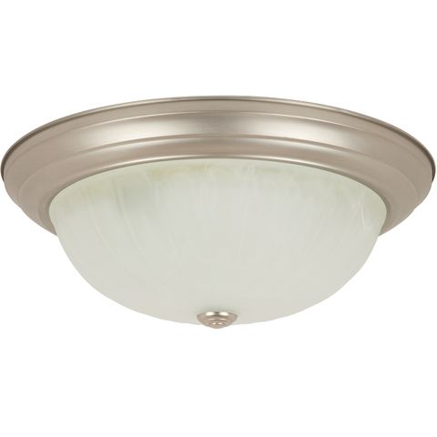 Dome Fixture (15") (Brushed Nickel) (Alabaster Glass)