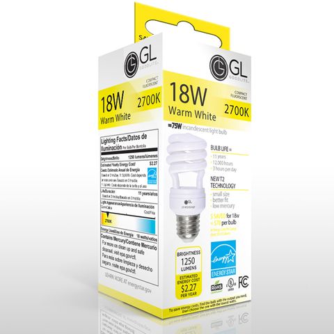 CF Mini Spiral Light Bulb (E26) (18 Watt) (27K)