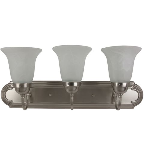 3 Bulb Wall Sconce (Brushed Nickel) (Alabaster Glass) (24")