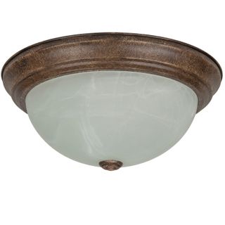 Dome Fixture (13") (Distressed Brown) (Alabaster Glass)