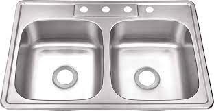 Double Stainless Steel Drop In Sink (33" x 22") (8" Deep) (4 Hole)  **Include Sink Clip Set**