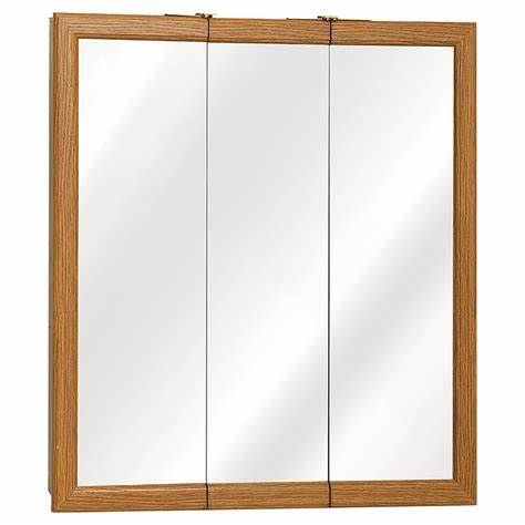 Tri-Door Medicine Cabinet (Oak) (24" x 24")